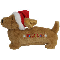 Hond met kerstmuts + piep - bruin