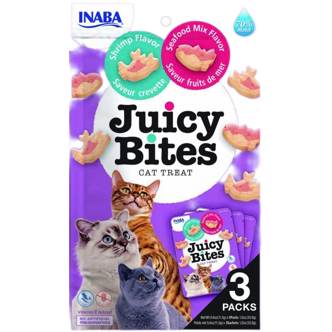 Inaba Cat Juicy Bites Shrimp & Seafood mix 3 x 11,3 gram