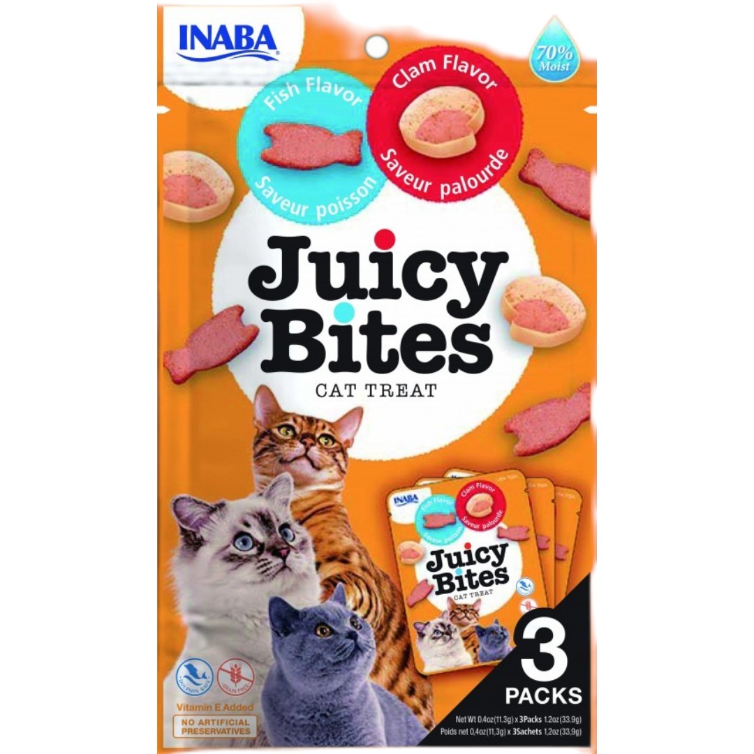 Inaba Cat Juicy Bites Fish & Clam 3 x 11,3 gram