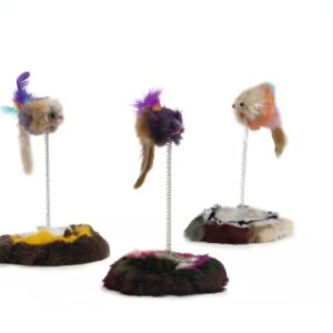 Pluche muis op springveer