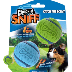 Chuckit Sniff fetch ball 2 stuks bacon en pindakaas M
