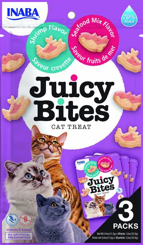 Inaba Cat Juicy Bites Shrimp & Seafood mix 3 x 11,3 gram
