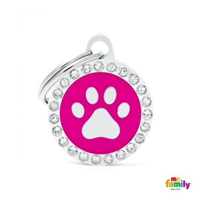Penning strass small fuchsia rond paw glam