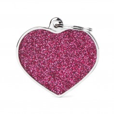Penning hart groot roze glitter